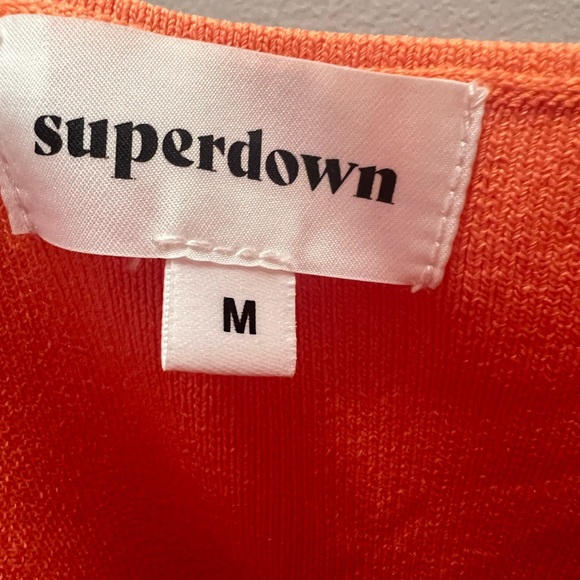 Revolve Superdown Orange Ribbed Tank Square Neck MIDI Dress - Picture 4 of 5